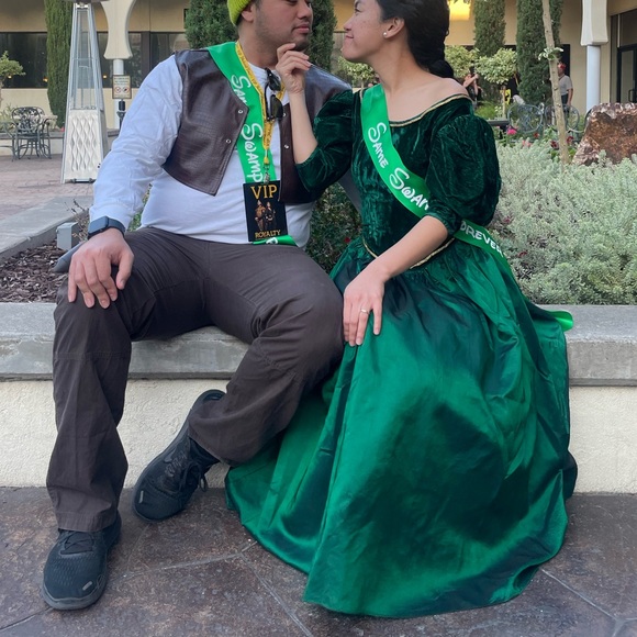 Vintage Peasant Dress Gown JCPenny XS Emerald Green Dress Costume Renaissance - Picture 1 of 11